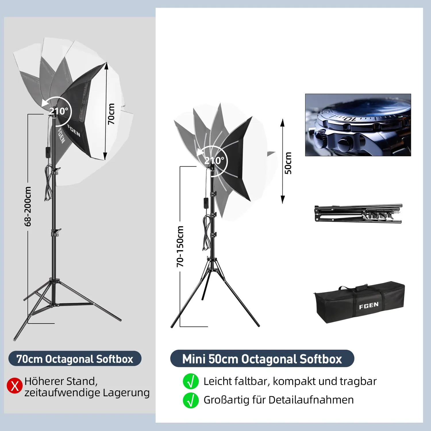 FGen Softbox Ottagonale 50 cm LED 60W con Telecomando
