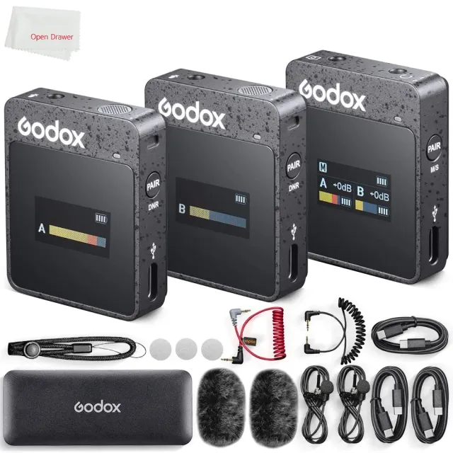 Godox MoveLink M2 II microfono wireless lavalier 2TX+1RX 100 m