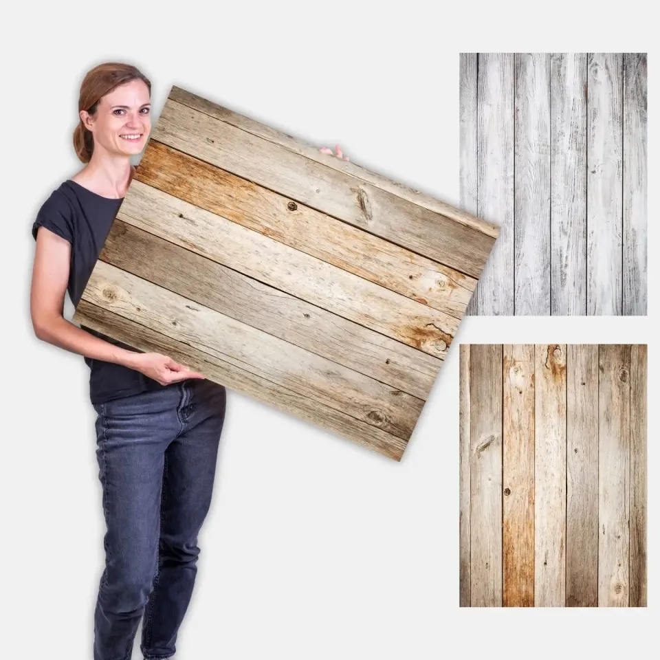 LENS-AID Flatlay 84x60 fondale foto bifacciale legno