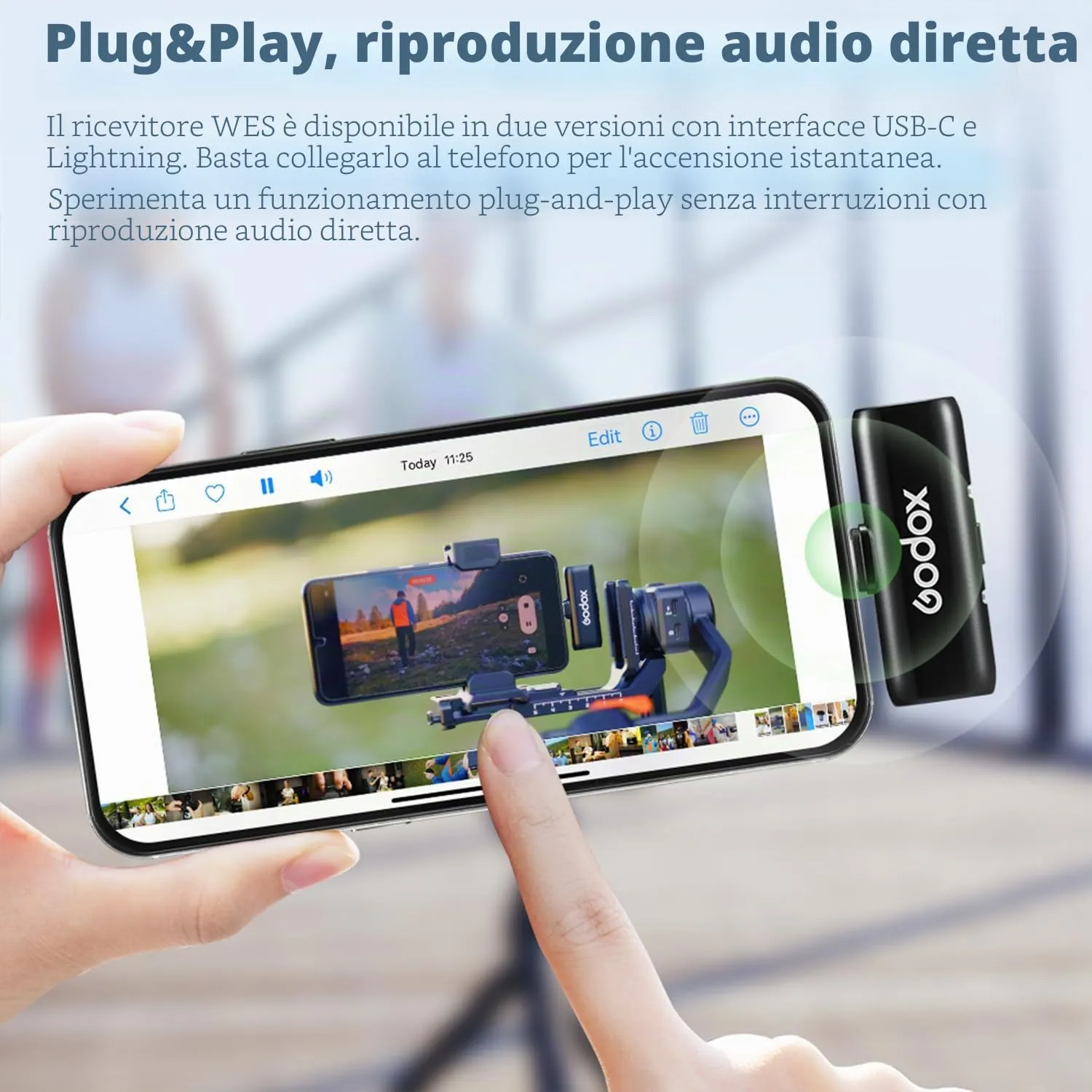 Godox WES1 KIT2 Microfono Lavalier Wireless iPhone MFi 2 TX