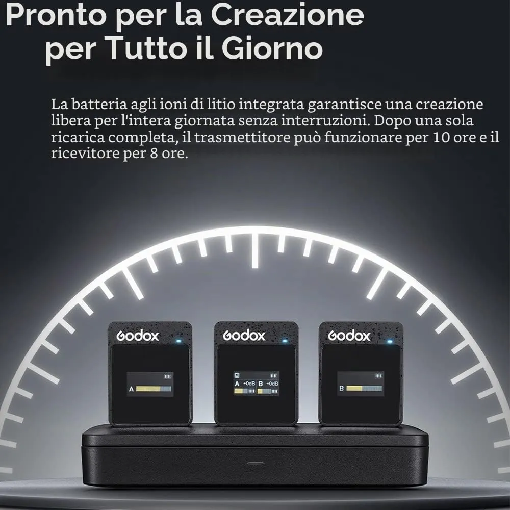 Godox MoveLink M2 II microfono wireless lavalier 2TX+1RX 100 m