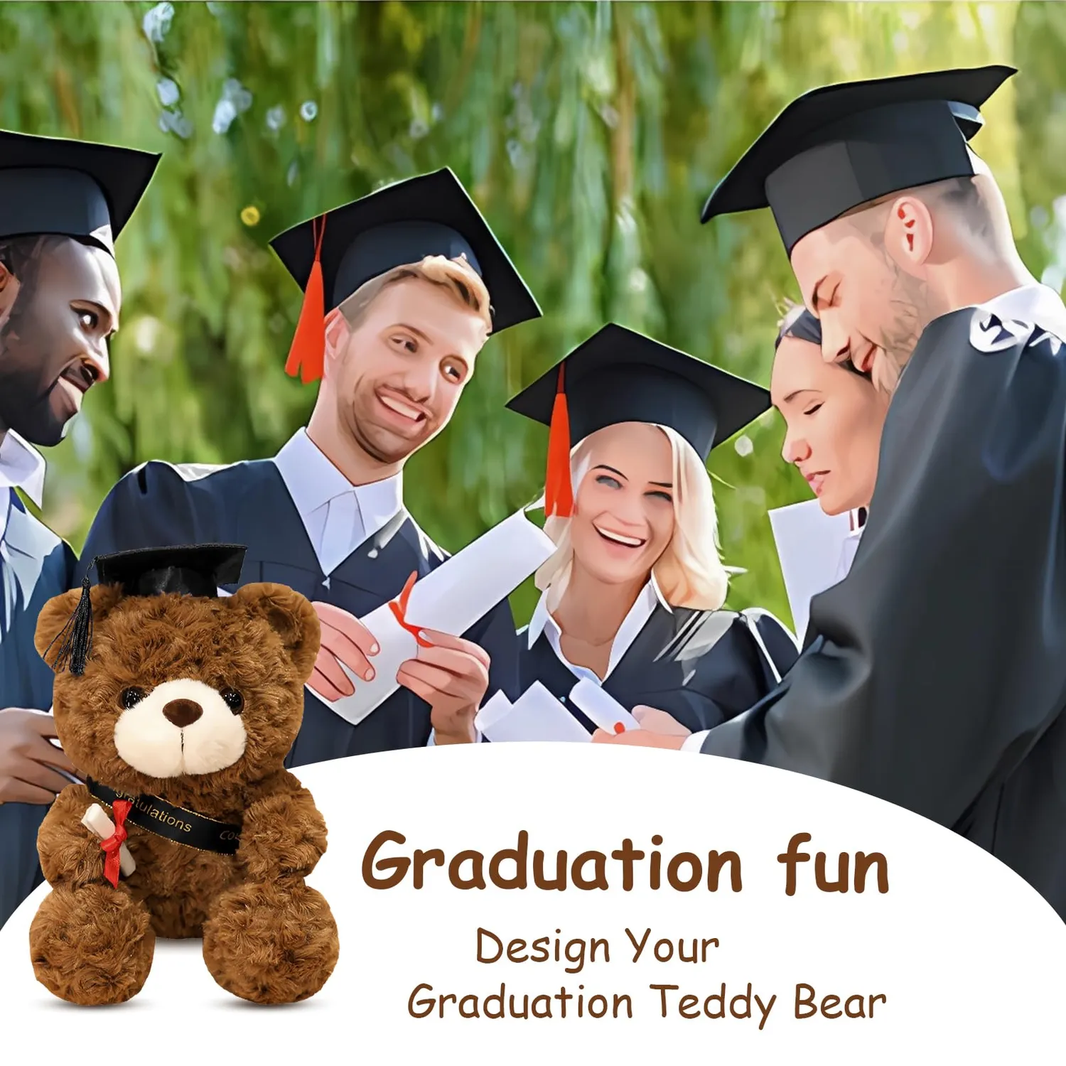 FGen Orsacchiotto Laurea Peluche 23 cm Grigio