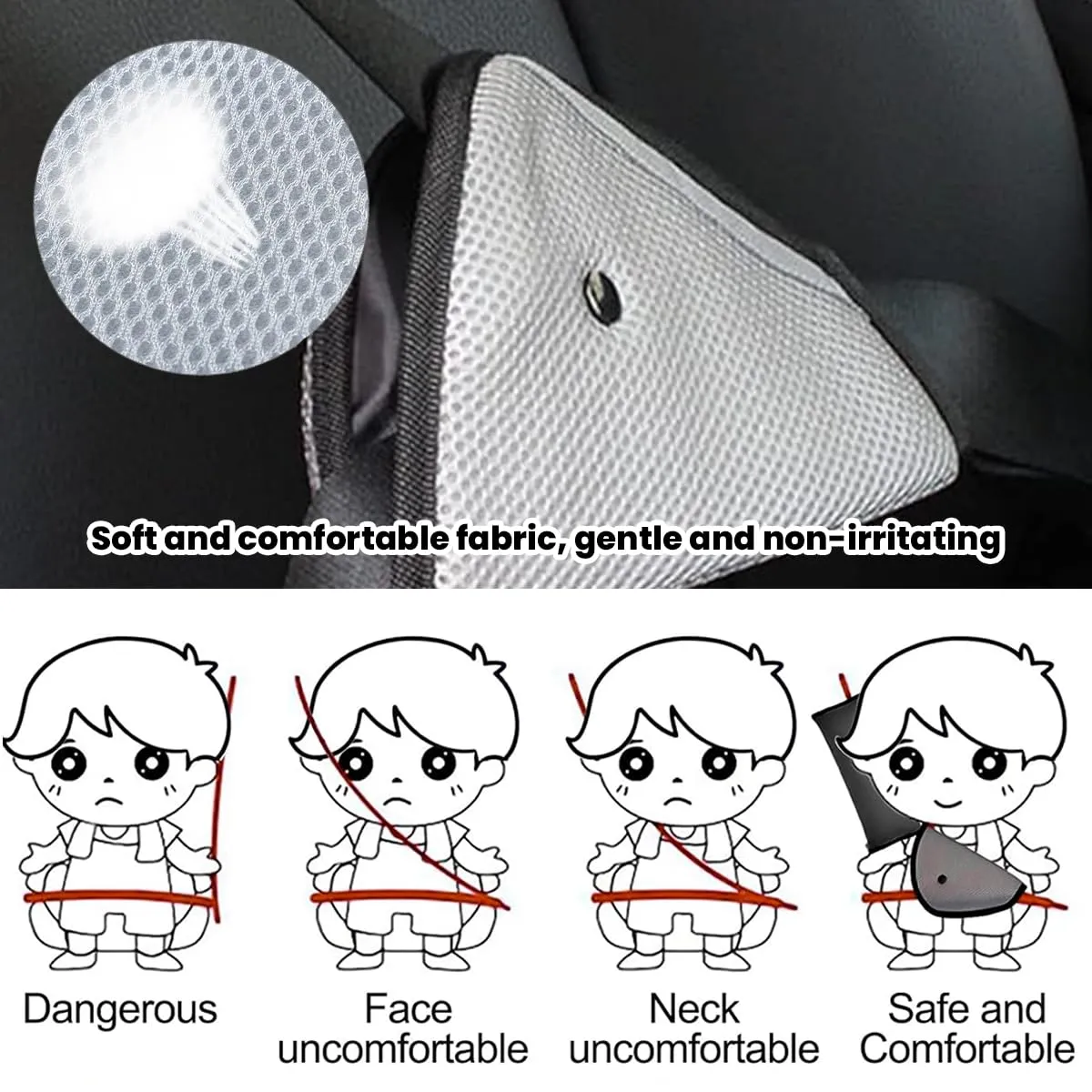 FGen cuscino cintura auto bambini 2 pezzi collo