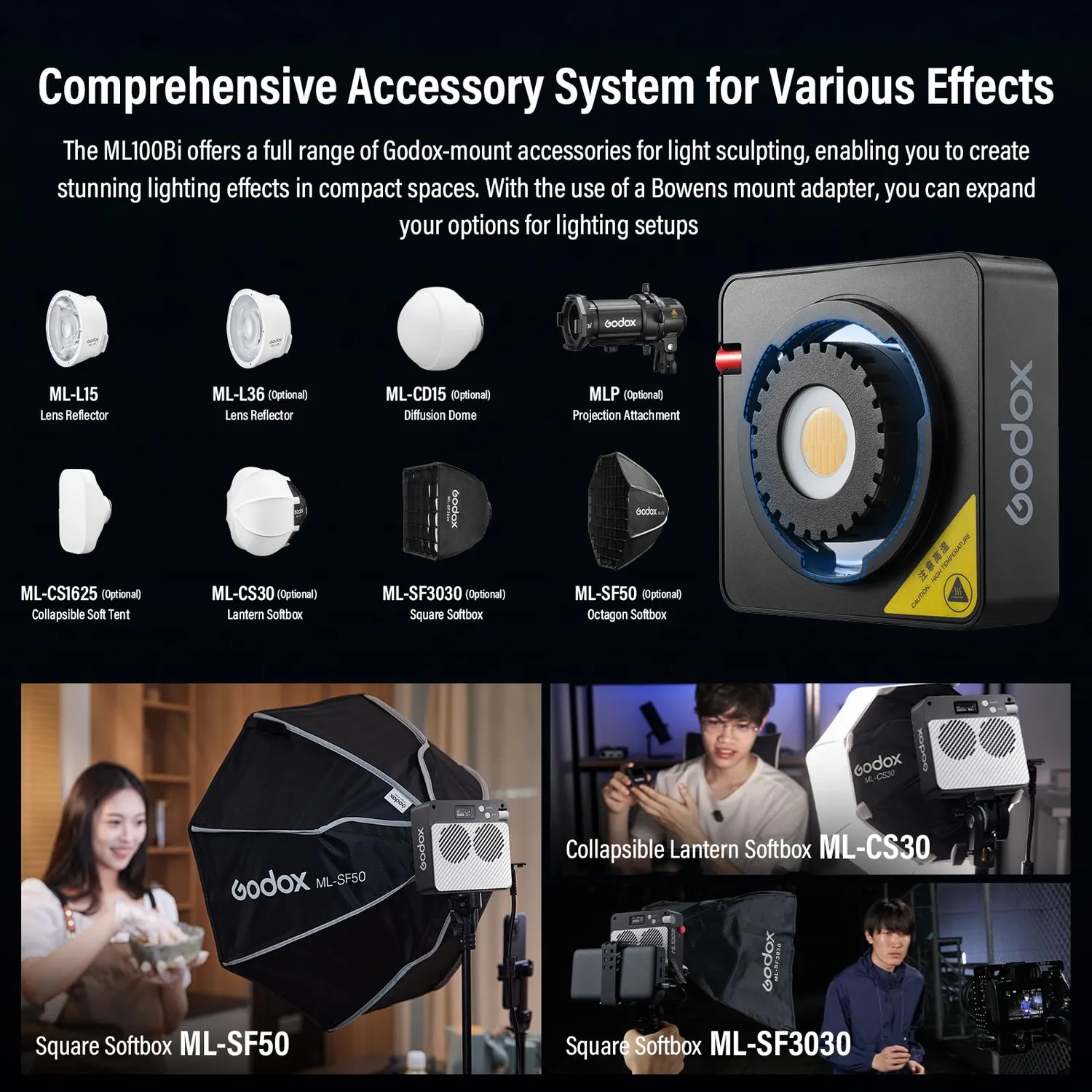 Godox ML100Bi luce video LED 100W bicolore nera