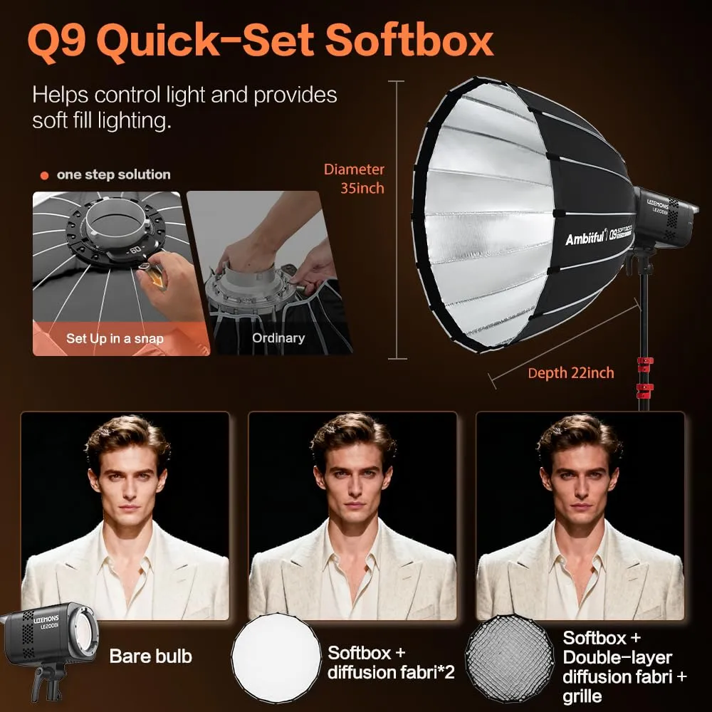 Godox Knowled LE200Bi Luce Video LED Kit Softbox 90cm