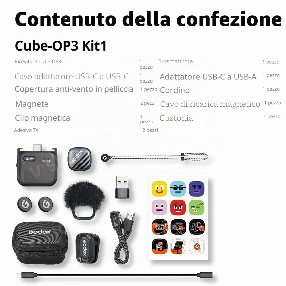Godox Cube-OP3 microfono wireless lavalier per Pocket 3