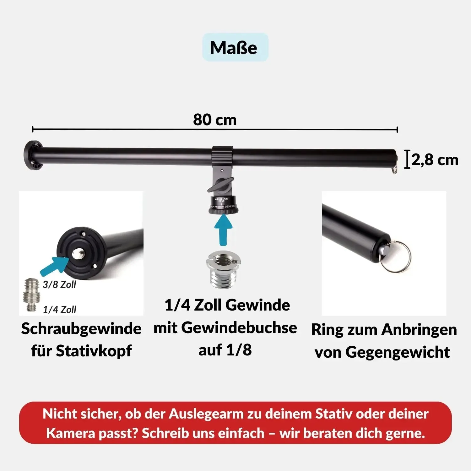 Lens-Aid braccio estensione 58 cm per treppiede 8 kg