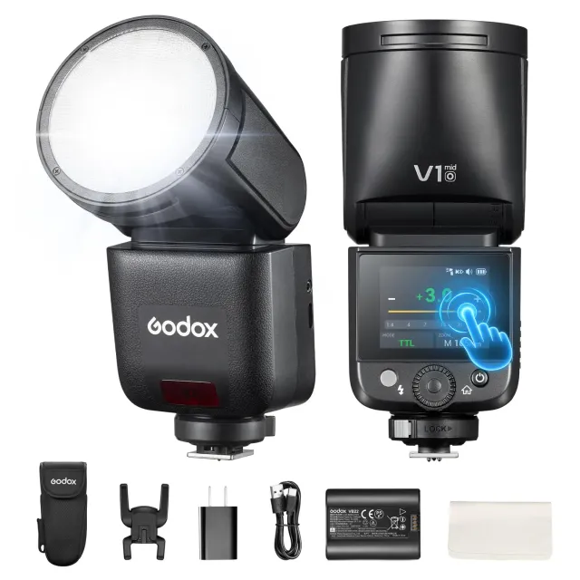 Godox V1 Mid O flash testa rotonda TTL per Olympus Panasonic