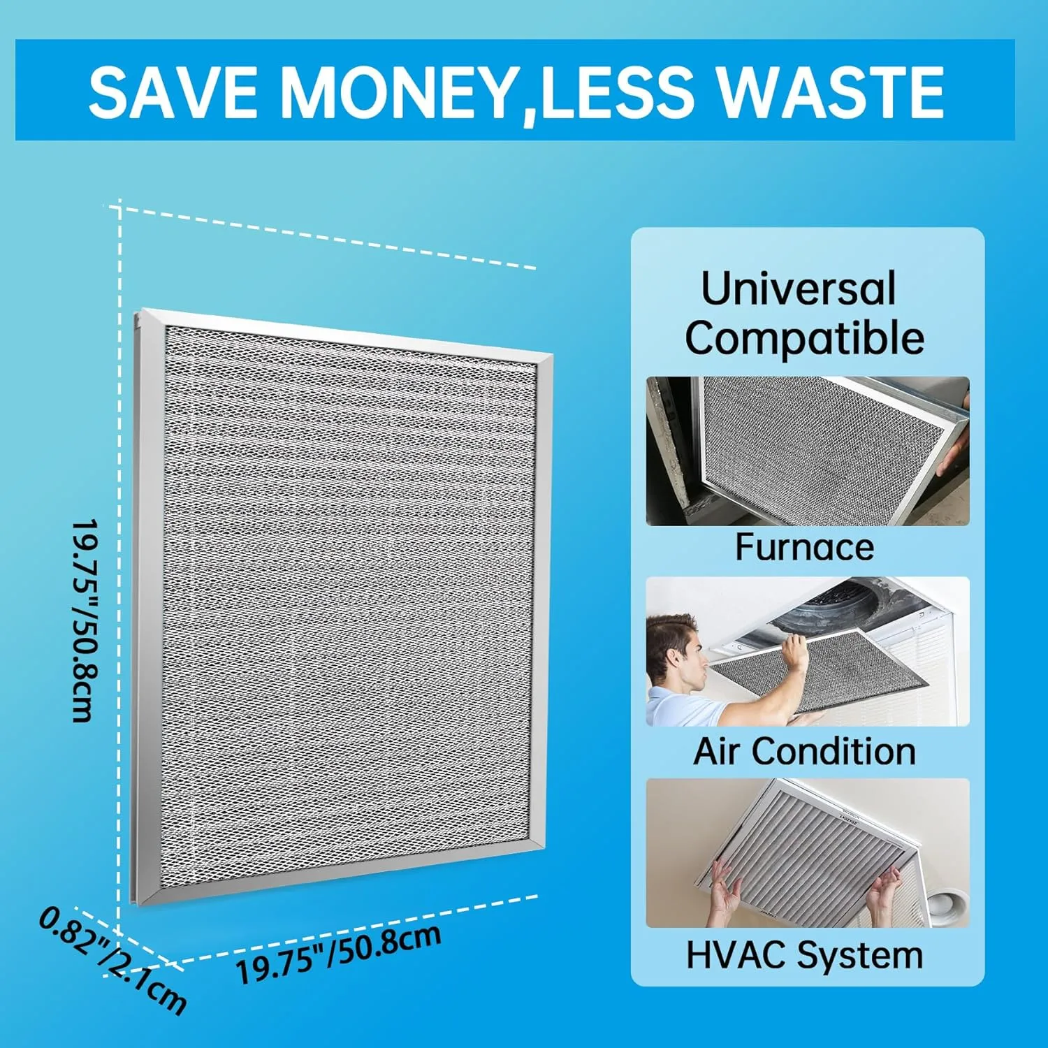 UBeesize Filtro Aria Elettrostatico Lavabile MERV 8 Riutilizzabile