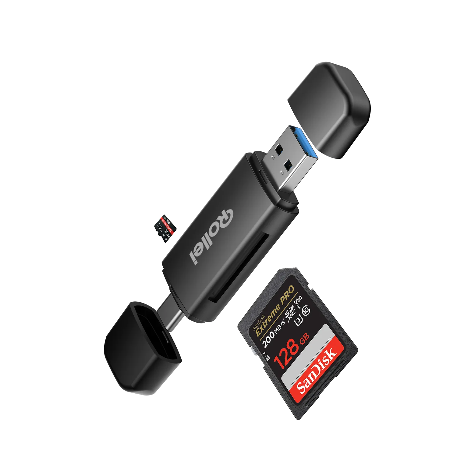 Rollei Lettore Schede 2-in-1 SD microSD USB + Custodia