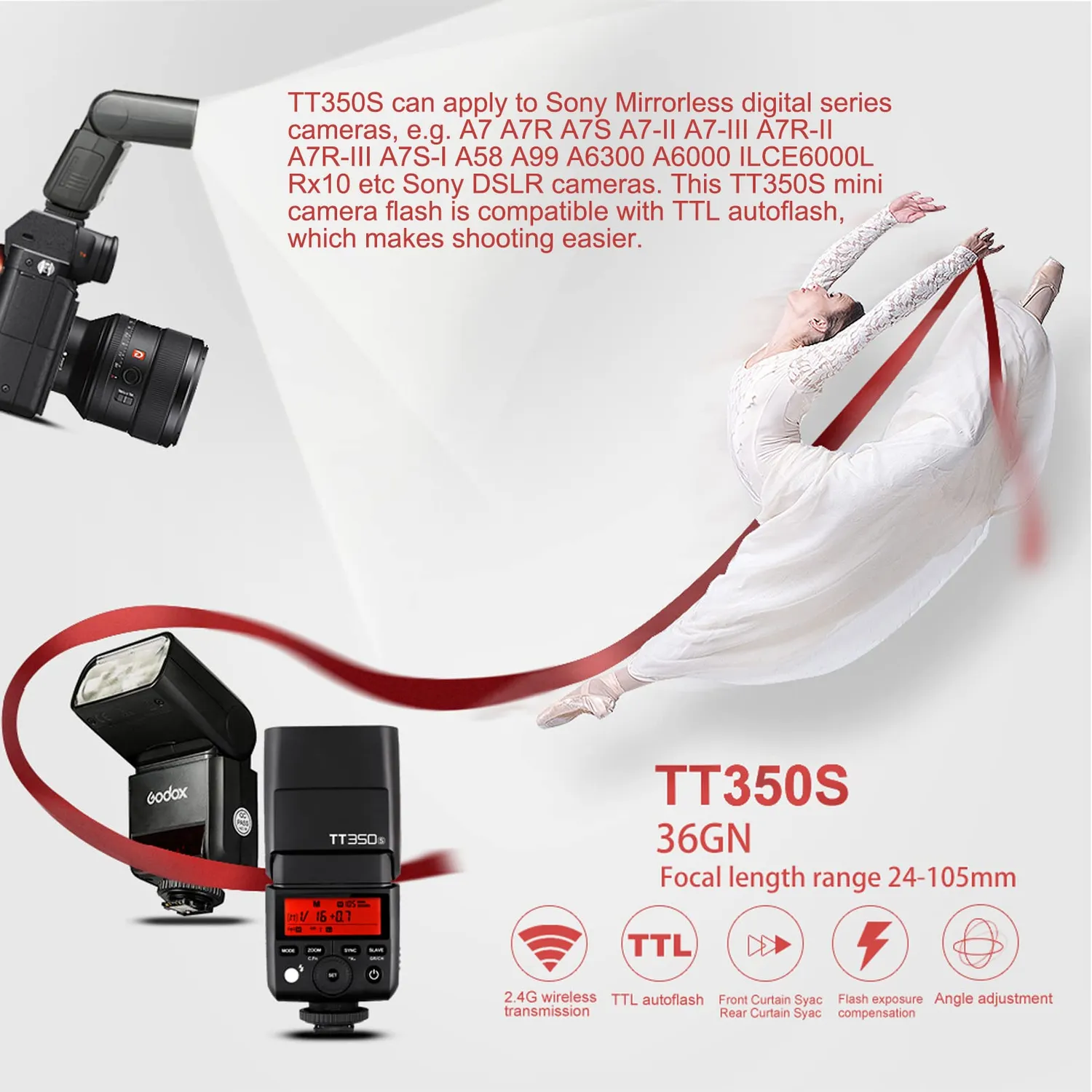 Godox TT350S flash speedlite per Sony TTL HSS