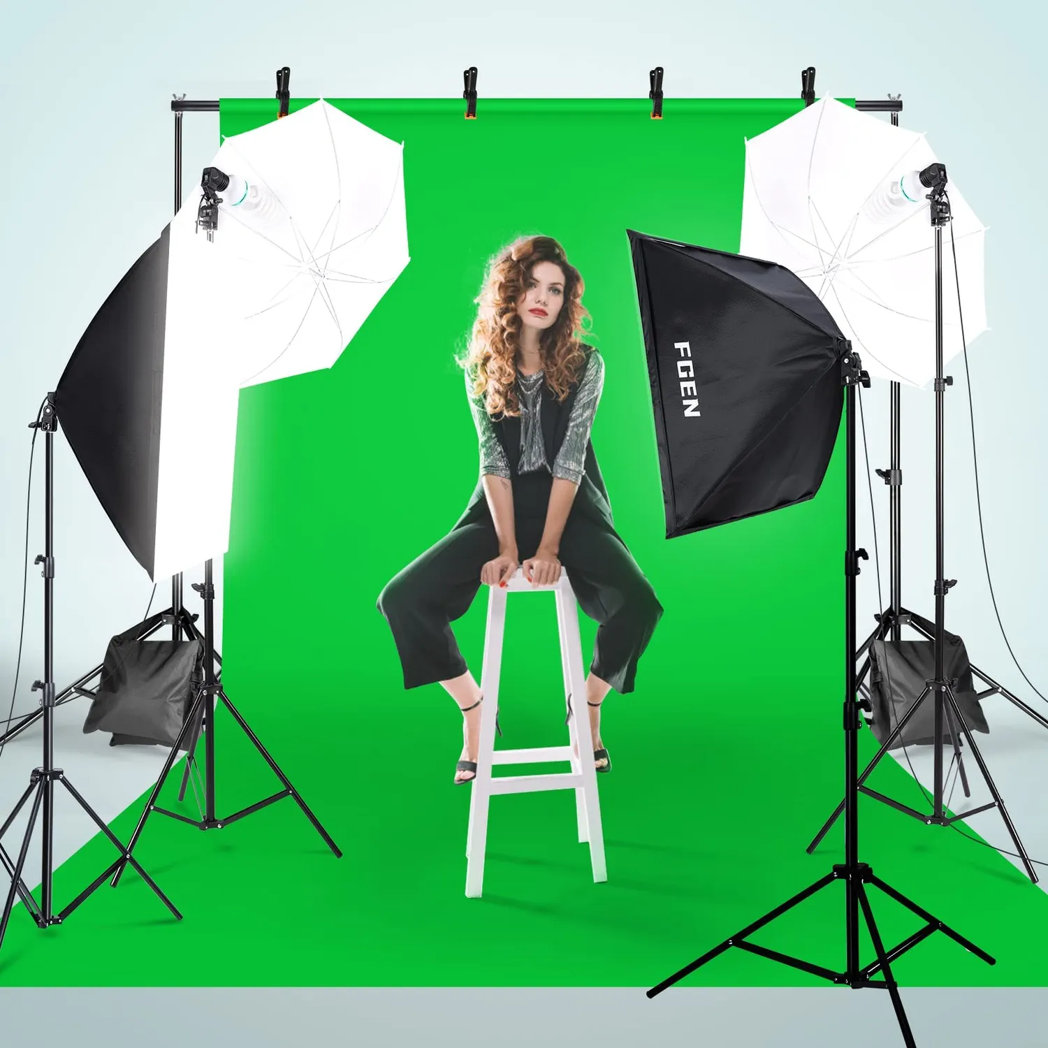 FGen kit studio fotografico softbox 2,6x3m 3 fondali