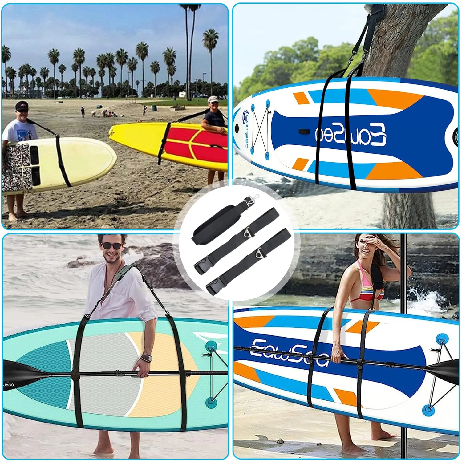 FGen Tracolla SUP surf tavola regolabile nera
